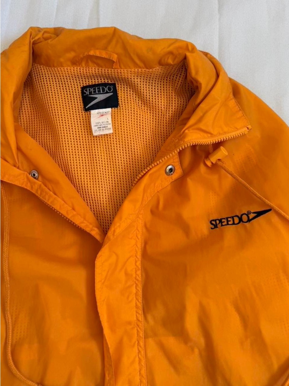 Vintage Oversized Speedo Yellow Mesh Lined Windbreaker Jacket Size L